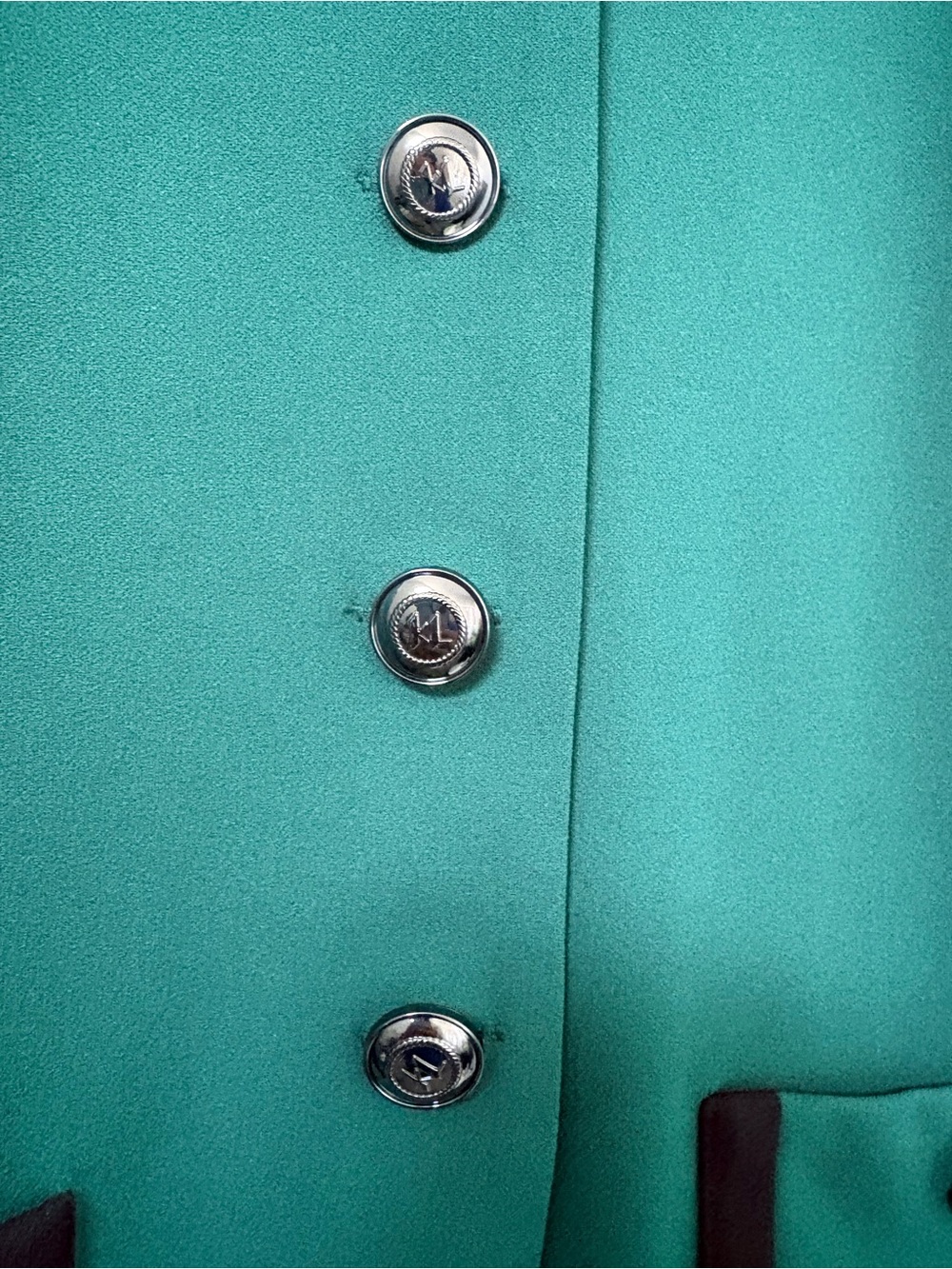 Karl Lagerfeld Emerald Green Short-Sleeve Ponte Dress with Black Trim - Picture 6 of 6